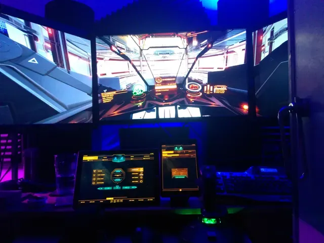 A player's desk setup running GameGlass panels on a tablet