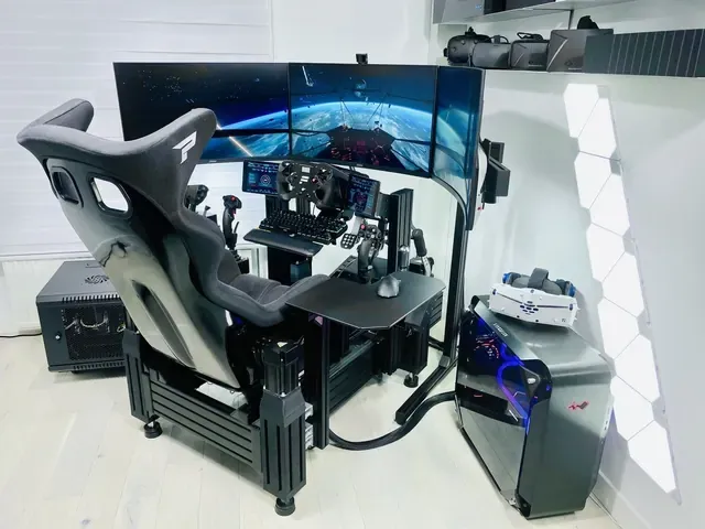 A player's desk setup running GameGlass panels on a tablet