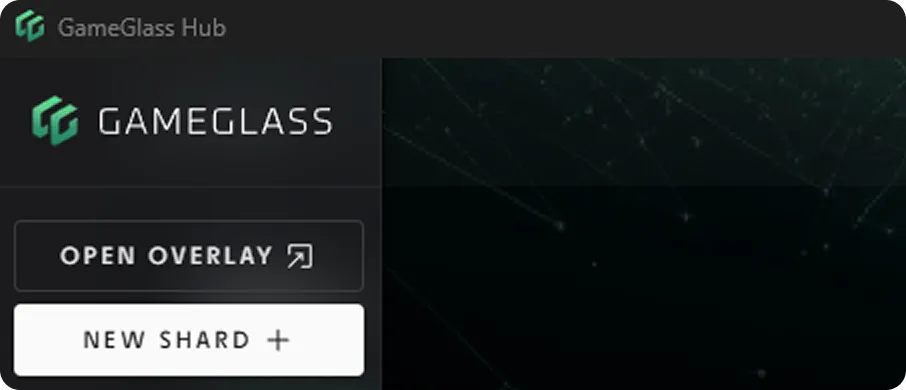 The GameGlass Hub sidebar with the Open Overlay button